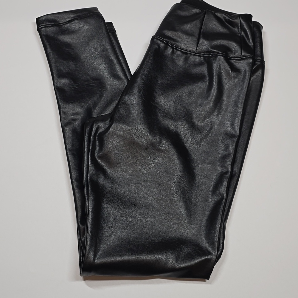 Stylish Black Faux Leather High Waisted Leggings - Picture 12 of 15